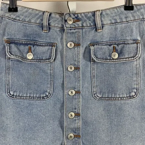 PACSUN Women’s Button Down Denim Mini Jean Skirt Blue Size 27 - Picture 4 of 11